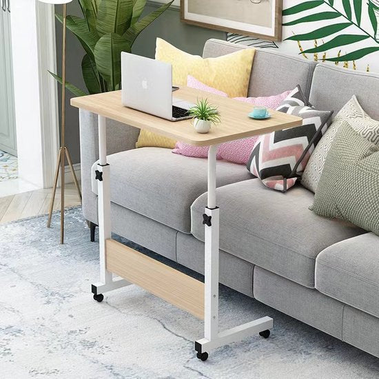 Ceruzo Table ordinateur portable - Table de lit mobile - Hauteur réglable 80cm - Bureau à domicile -60x40cm - aspect bois