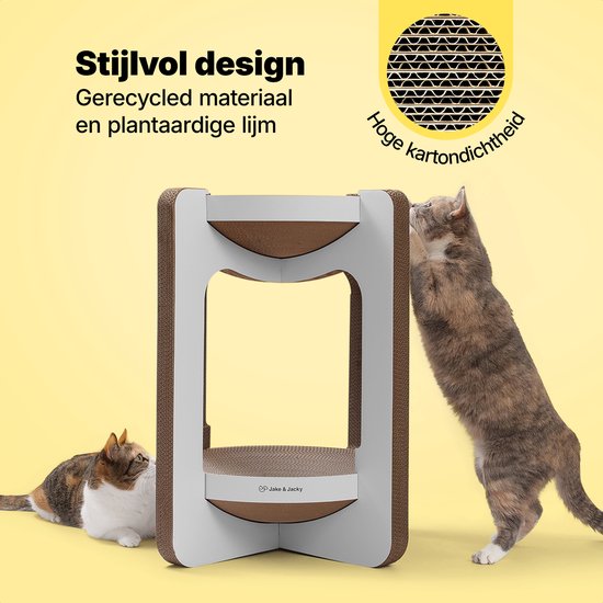 Jake et Jacky - Carton à griffer pour chats - Arbre à griffer en carton - Planche à griffer - Panier à griffer - Meuble à griffer - Tapis à griffer en carton - Panier pour chat - Lit pour chat - Tour pour chat - 52 x 52 x 58 cm