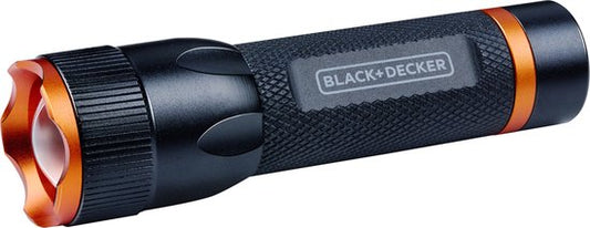 BLACK+DECKER Lampe de poche LED 60 Lumen - 1W - Pile AA (Excl.) - Portée 65M - 3 modes d'éclairage : Haut, Bas, Pulsé - Noir/Orange