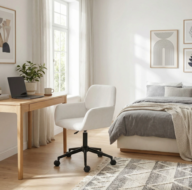 Chaise de bureau pour enfant Urban Meuble en tissu - Beige - 57,5 x 58 x 84,5 cm - Réglable en hauteur