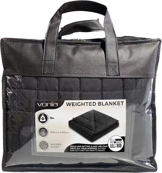 Vonia Couverture lestée 9 kg - Couverture lestée - 150 x 200 cm - Noir