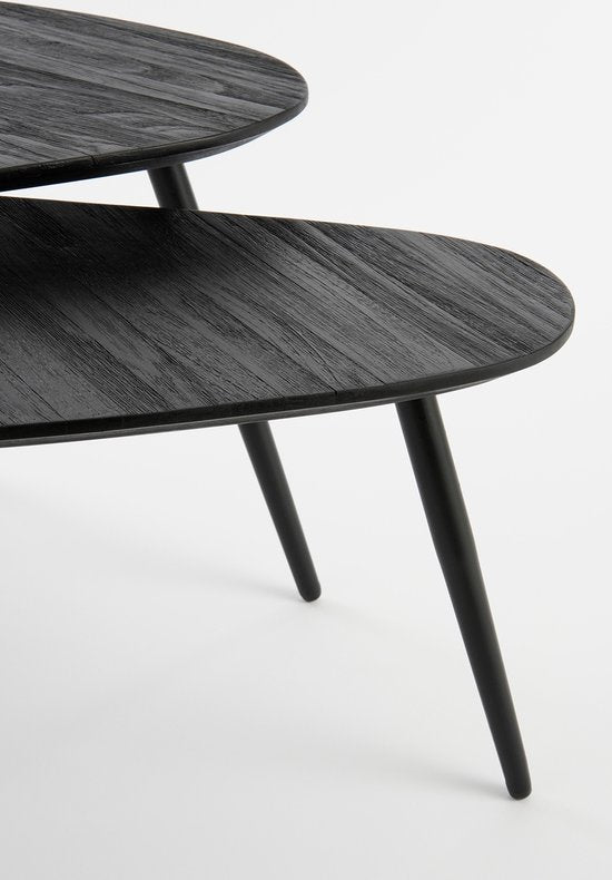 Table d'appoint - Mica Decorations Jailey - Lot de 2 - L84 x L39 x H39 cm - Bois recyclé - Noir