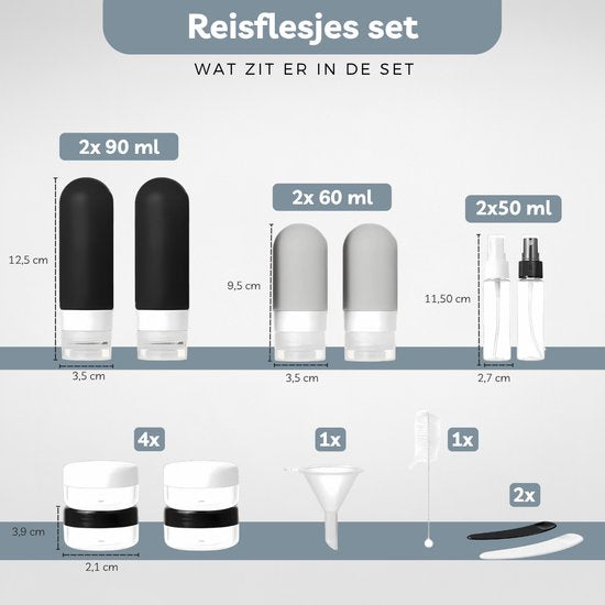 Ensemble de flacons de voyage Noryx, 12 pièces - Bagage à main - Accessoires de voyage - Flacons de voyage - Pots à cosmétiques - Flacons de voyage - Emballages de voyage - Kit de voyage