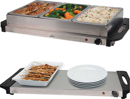 Chauffe plat et assiette - Excellent Electrics - Plaque Chauffante - Acier inoxydable - 300W - 53 x 35 x 10cm