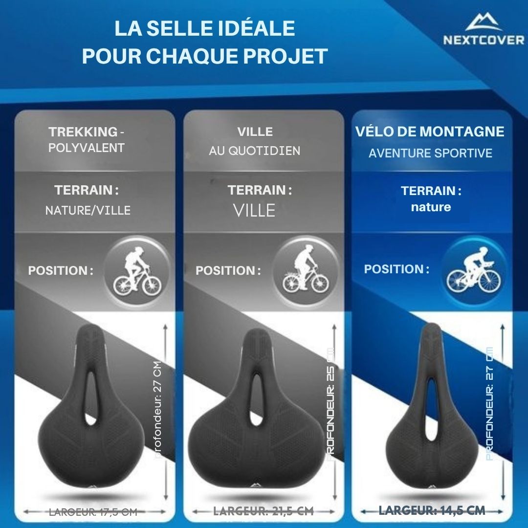 Selle de vélo NEXTCOVER® -MountainBike avec mousse à mémoire 3.0 - L'original - ergonomique - pour femmes ou hommes - noir