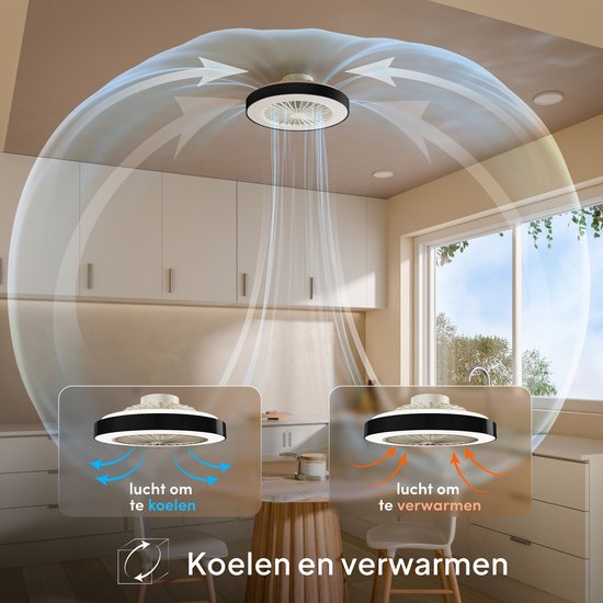 Ventilateur de plafond avec éclairage - Ventilateur-plafonnier - Plafonnier - LED RGBW - Tuya Wi-Fi Smart - Télécommande - ⌀ 50 cm - Noir