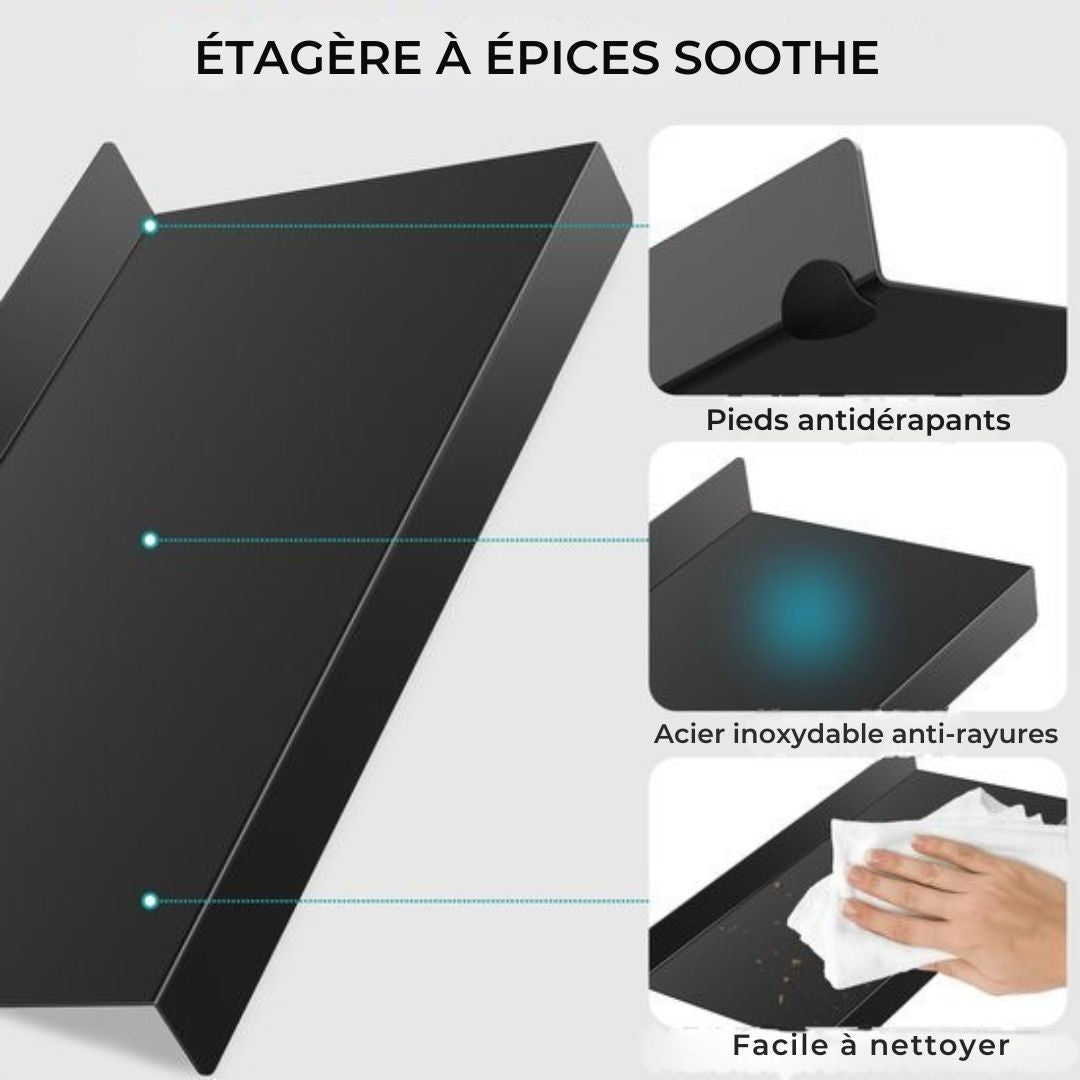 Tiroir à épices Soothe pour 24 pots à épices - Extensible - Étagère à épices - Acier inoxydable