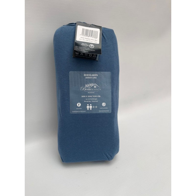Beau Maison Drap-housse en coton Jersey bleu - 60 x 120 cm