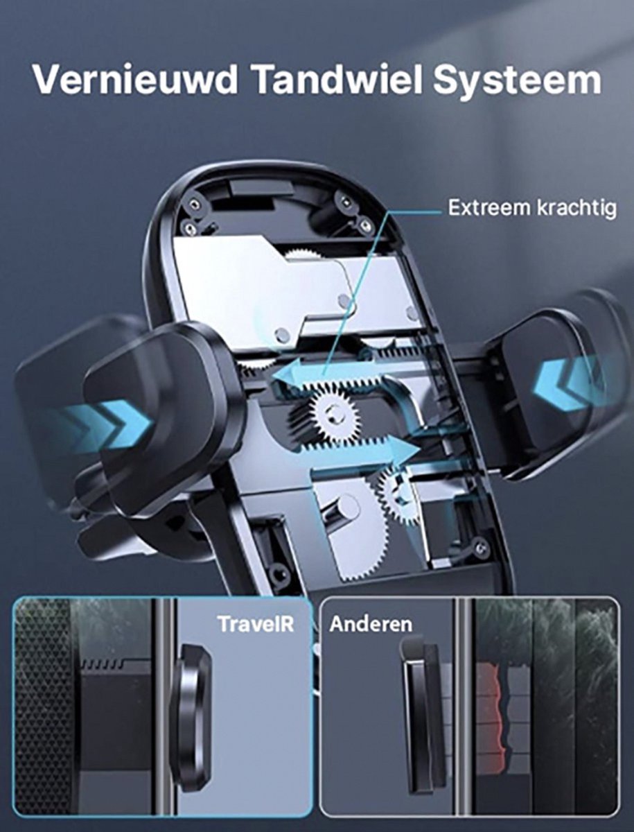 TravelR Support universel pour téléphone portable dans la voiture - Pour la ventilation du coq - Rotation à 360° - Noir