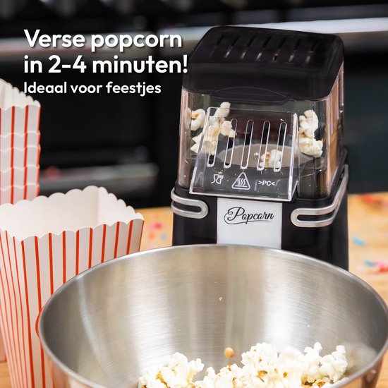 Gadgy Popcorn Machine Retro - Noir - Machine à popcorn à air chaud - 26.5 x 14 CM - Funcooking for Party & Kids