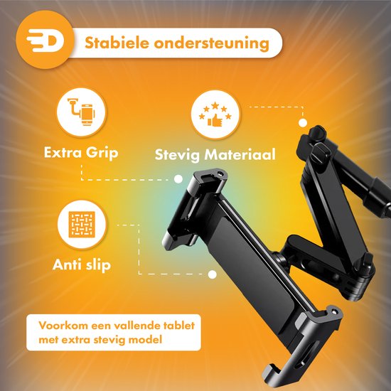 Support de tablette pour voiture - Appuie-tête - Rotation à 360 degrés - Convient pour tablette, téléphone et plus encore