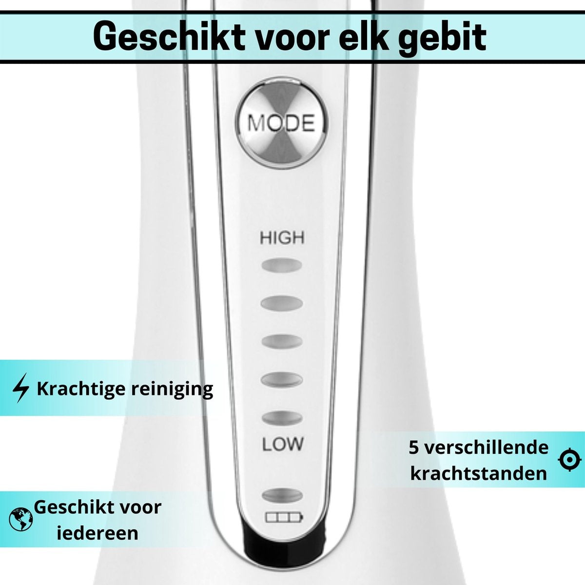BOME Water Flosser with 7 Attachments - Oral Wash - Prevent Tartar - Cordless - 5 Stages - White