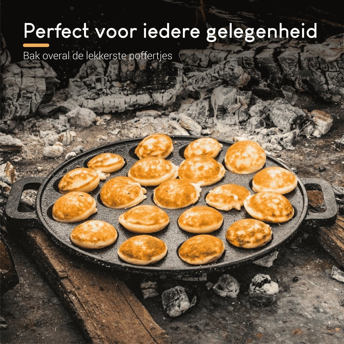 Set de Poffertjes - Ocina -19 Poffertjes - Compatible Induction - Inclus : Bouteille Doseuse, 6 Fourchettes et Gants Résistants à la Chaleur - Livre de Recettes Offert
