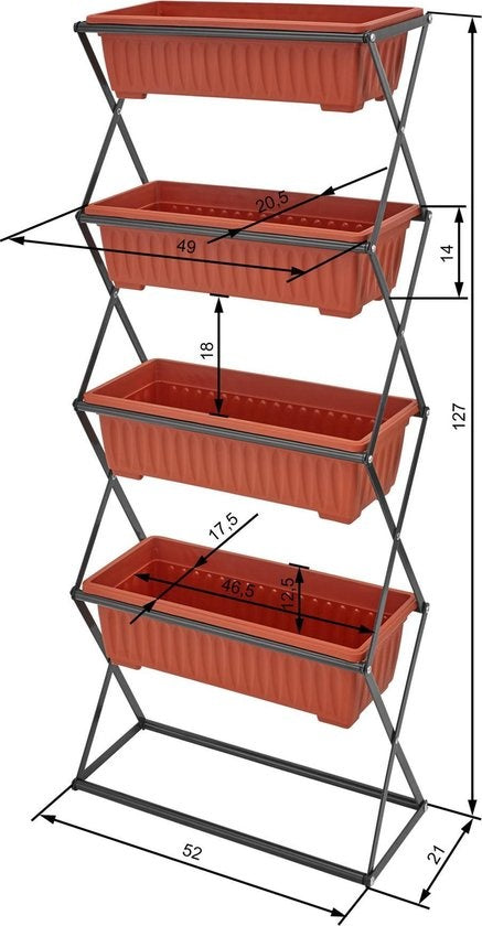tectake - Support vertical pour plantes avec 4 bacs - 403445
