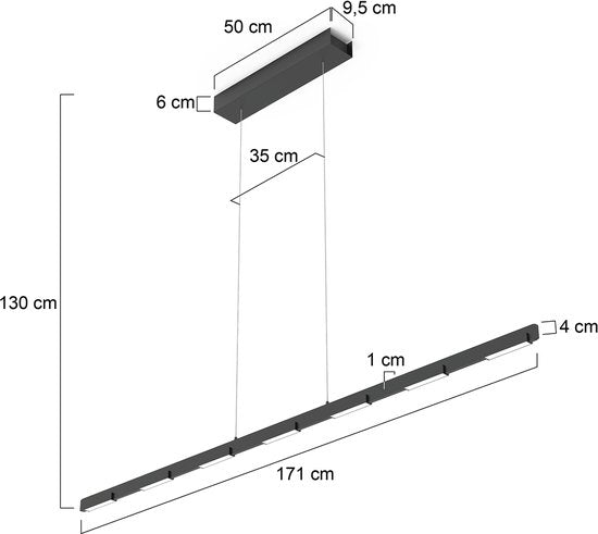 Suspension Bloc 3297ZW noire avec système de levage à câble réglable en hauteur, verre et métal - Steinhauer