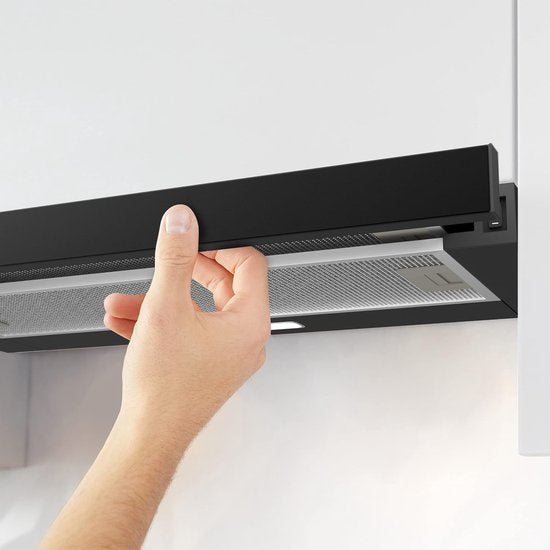 CIARRA CBCB6906D - Hotte aspirante à écran plat - 60 cm, noire – Jeu de filtres à charbon inclus - 370 m³ – Classe énergétique A++