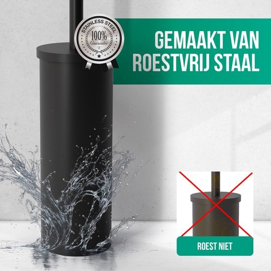 Avalo Toilet Brush With Holder - Hanging - Stainless Steel Black - Toilet Brush With Holder