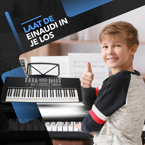 Finesse Piano à clavier avec support - 61 touches - modèle Nouvelle-Orléans - noir - 85,9 x 32,2 x 10,4 cm