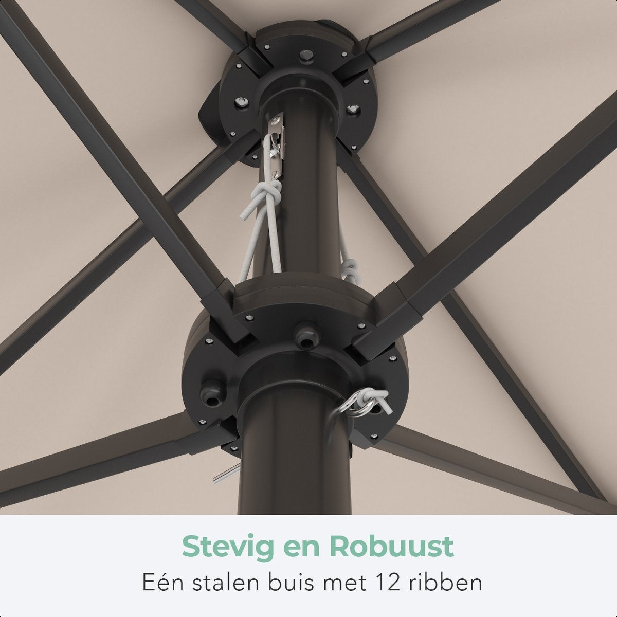 LifeGoods Parasol double - 270x460cm - jusqu'à 15 personnes - imperméable - avec housse - Taupe