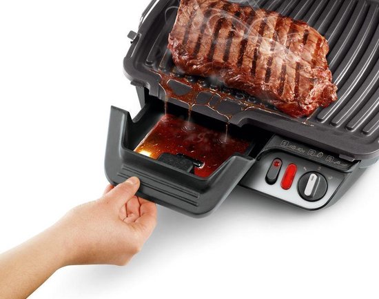 Gril de table Tefal Ultra Compact 600 Comfort GC3060 - Mode barbecue - Température réglable - Plaques antiadhésives amovibles - Bac de récupération des graisses - Rangement vertical - 2 000 W - Acier inoxydable