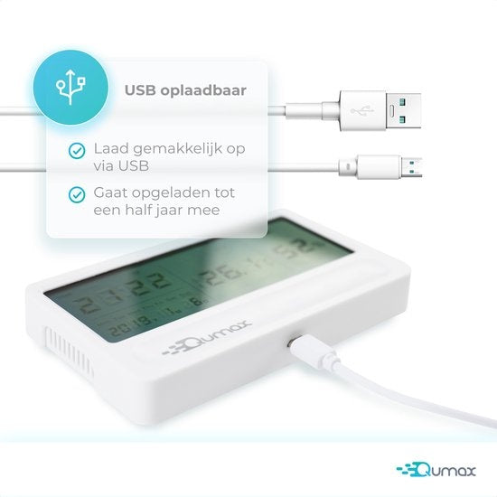Qumax Digital Hygrometer - Thermomètre d'intérieur - Humidimètre avec batterie semestrielle - Blanc