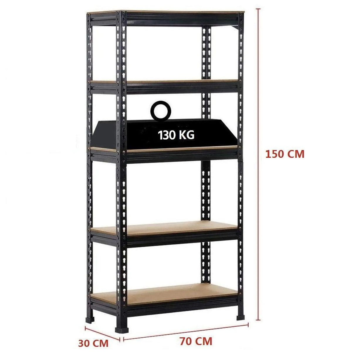 Yaheetech Étagère à 2 éléments 70 x 30 x 150 cm - Noir - 5 tablettes réglables