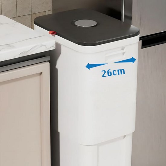 Poubelle réglable Nexxt - Poubelle - Bac à ordures - 25 L à 45 L - avec roulettes