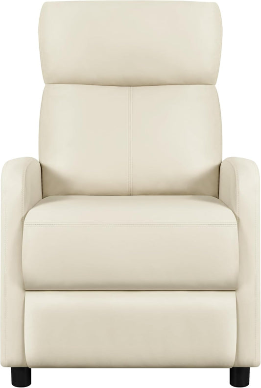Fauteuil de détente Yaheetech XL - Fauteuil inclinable avec repose-pieds - Simili cuir beige - 87 x 61,5 x 99 cm