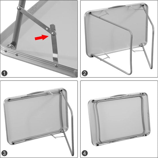 Table pliante - Bureau portable - Support compact - Surface pliante - Poste de travail de voyage - Tableau léger - Plateau facile à installer - Noir - 70x60x50 cm