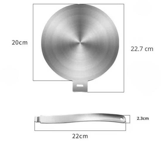 Plaque d'adaptation pour cuisinière à induction - 20 cm - Poignée amovible - Compatible avec les casseroles non inductives