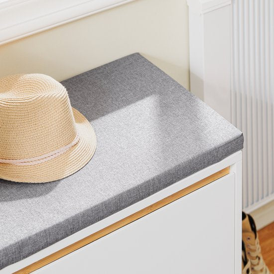 SoBuy FSR191-WN Banc à chaussures - Banc de rangement blanc avec rabat et coussin