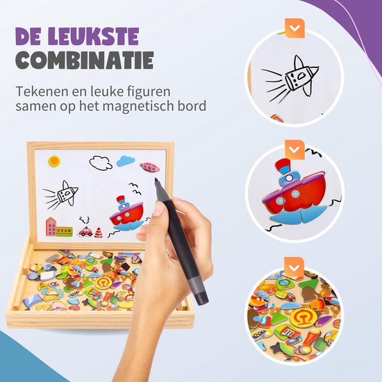 MontiPlay® Magnetic Toy Vehicles - Livre magnétique - Chalkboard Children - Magnetibook - Magnetic Toy - Drawing Board - Montessori - Sensory - Busy Board - Toy on the go - Toy for the car - Toy for travelling