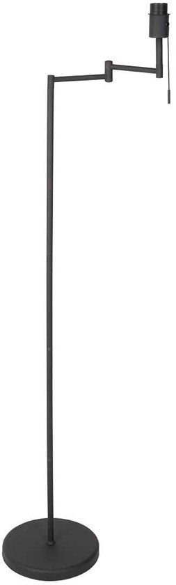 Lampadaire Bella 3407ZW - Noir avec bras pivotant, rabattable et interrupteur à tirette - Mexlite - Design intemporel alliant plastique, métal et composants électroniques, hauteur 135 cm, portée 45 cm