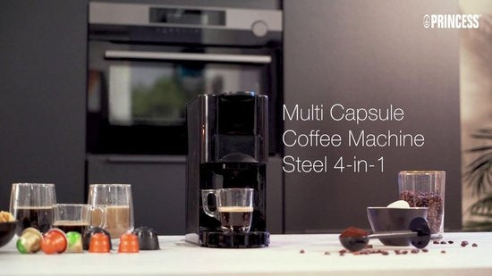 Princess 249450 Cafetière à filtre multi-capsules - Acier 4 en 1 - Convient pour plusieurs cafés