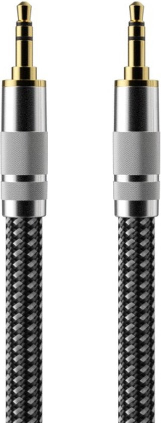 Premium AUX Cable 3.5 mm - Câble audio en nylon - plaqué or - mâle vers mâle - argent - 3 mètres
