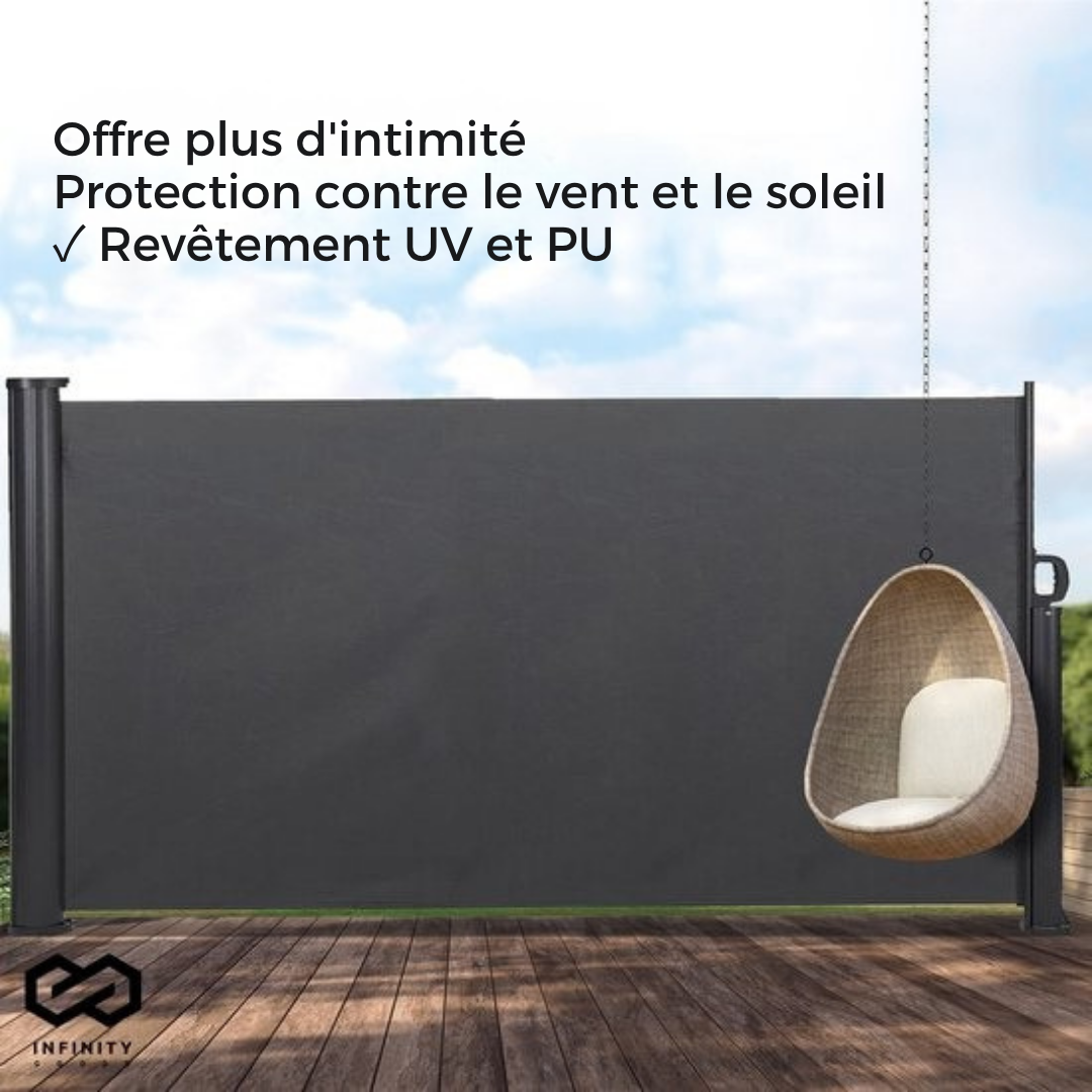 Brise-vent extensible Infinity Goods - 300 x 140 cm - Rétractable - Résistant aux intempéries - Anthracite