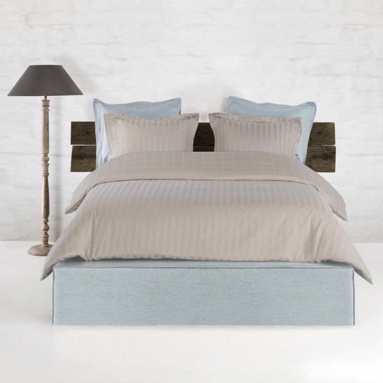 De Witte Lietaer Housse de couette Coton Satin Zygo - Twin Jumeaux - 240 x 220 cm - Taupe