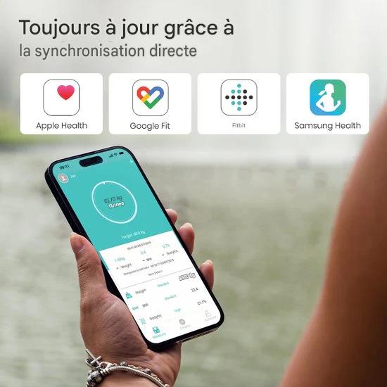 Pèse-personne Auronic - Analyse corporelle et pourcentage de graisse - Numérique - 15 mesures - Noir