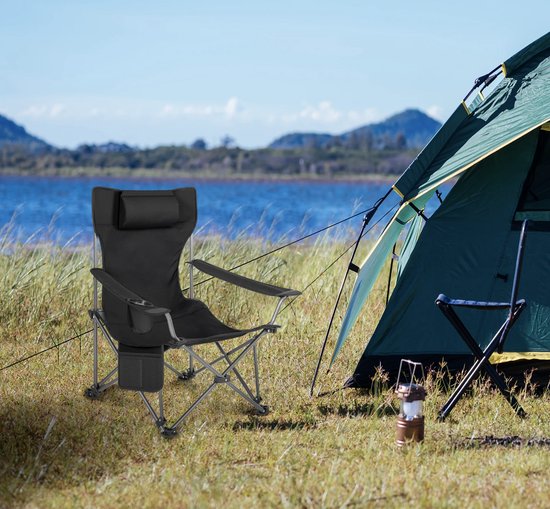 Chaise de camping : [Woltu] - super Confortable - Pliable - Léger - Appui-tête amovible - Repose-pieds rétractable