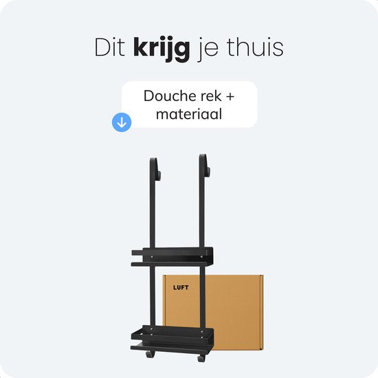Support de douche - Télescopique, suspendu et suspendu sans perçage - 2 couches avec crochets - Noir - Luft