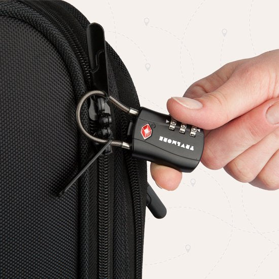 TRVLMORE Serrure de valise - Serrure de voyage TSA - Serrure - Cadenas - 3 chiffres - 2 pièces - Serrure à chiffres - Noir