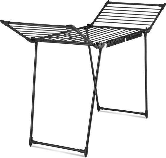 tectake® Séchoir à linge - Séchoir à linge - Longueur de séchage : 18 mètres - Pliable - Sur pied - Séchoirs à linge avec 2 supports pour le petit linge - Ailes latérales hautes pour les vêtements longs - Noir