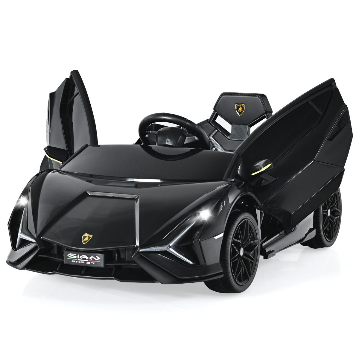 Voiture électrique pour enfants Coast - Télécommande 2,4 GHz - Phares LED et musique - noir