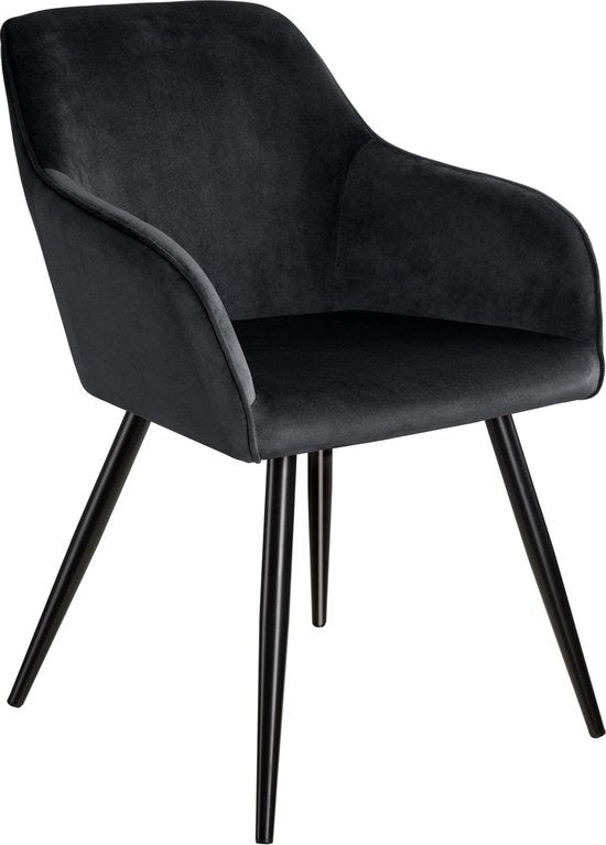 tectake® - Chaise - chaise de salle à manger - Marilyn aspect velours noir - 403663