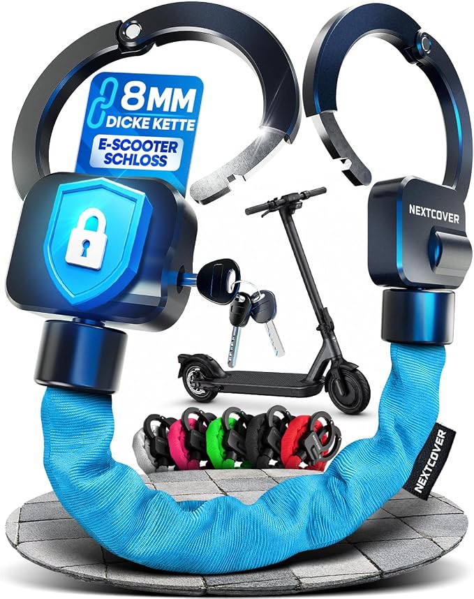 Cadenas pour trottinette électrique NEXTCOVER - Cadenas à main - 90 cm - 3 clés - Résistant aux intempéries