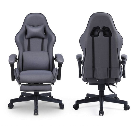 VDD - fauteuil de jeu avec repose-pieds - accoudoirs rembourrés - hauteur réglable - coussin de massage - gris