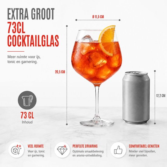 Verres à cocktail Alpina, lot de 4 - Verres pour gin tonic, Aperol Spritz et cocktails - Verre à gin tonic 73 cl - Set à cocktails - Verre