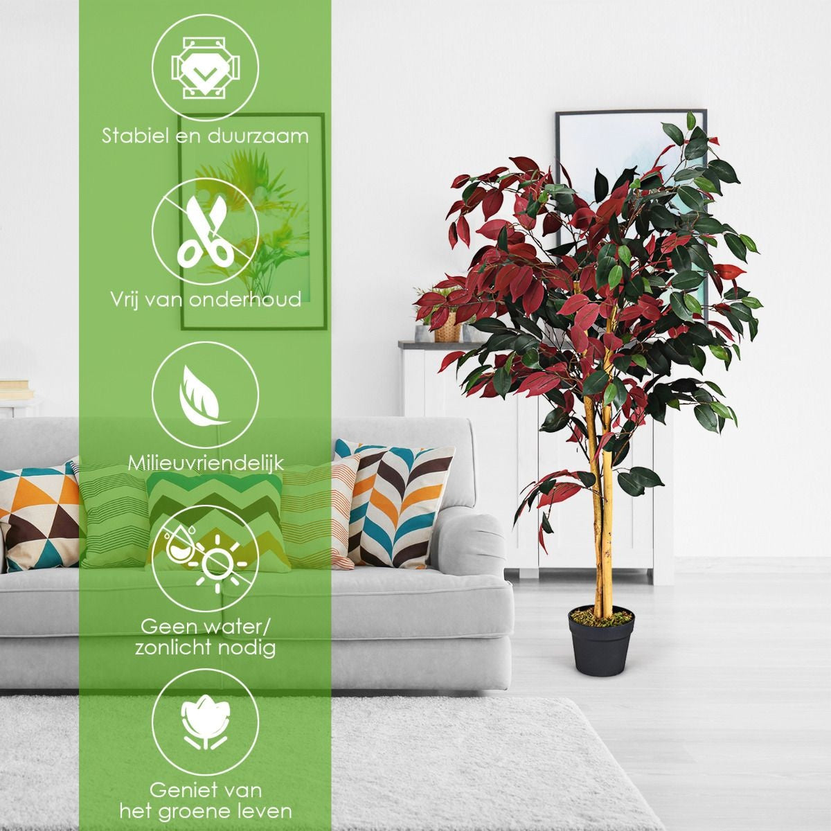 Côte 120 cm grand ficus vert dans le pot avec arbre artificiel plantes vertes réalistes