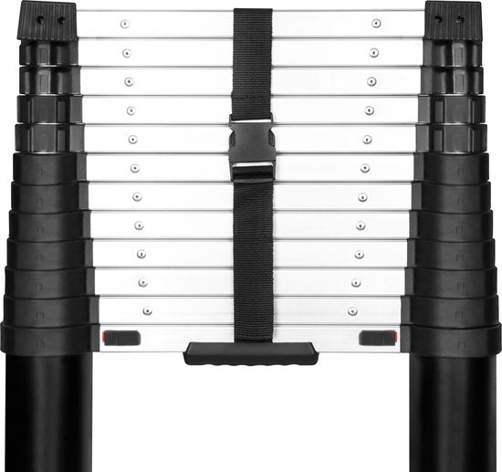 VONROC PRO Échelle télescopique - 3.8m - avec fermeture souple et barre transversale - Sûre et solide