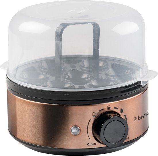 Cuiseur à œufs Bestron - AEC2000CO - 400 W - Pour 7 œufs - avec gobelet doseur et pic à œufs - Cuivre